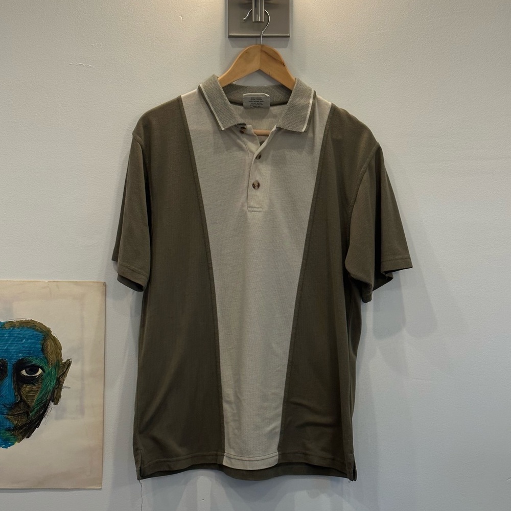 green/beige short sleeve men’s polo size medium